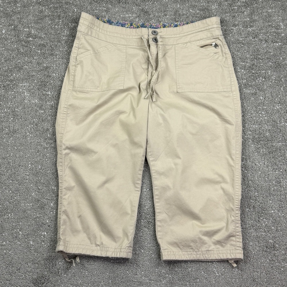 Lee Capri Pants Womens 16 Medium Tan Khaki Just Below The Waist Stretch Cropped